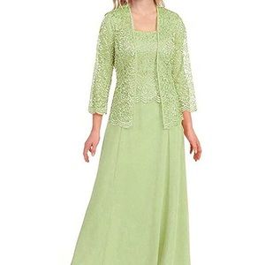 NWT mint green mother of bride dress & lace jacket